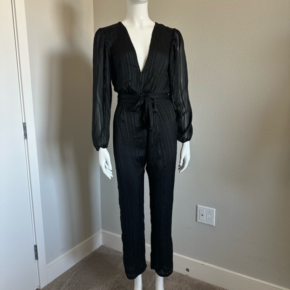 Victoria secret black plisse wrap wide-leg jumpsuit,  Chiffon Wrap Jumpsuit. - Picture 2 of 10
